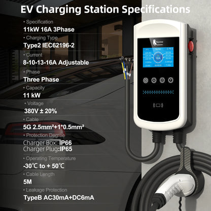 Type 2 EV Wallbox Charger - 22kW Smart Home EVSE with Dynamic Load Balancing