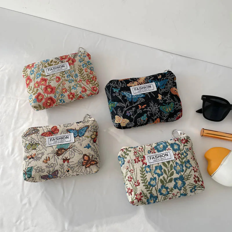 Luxury Retro Floral Canvas Clutch