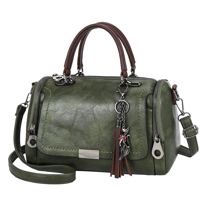 Luxury Tassel Boston Shoulder Bag