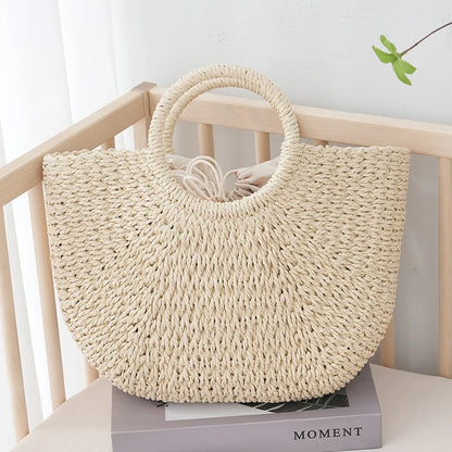 Luxury Half-moon Straw Tote