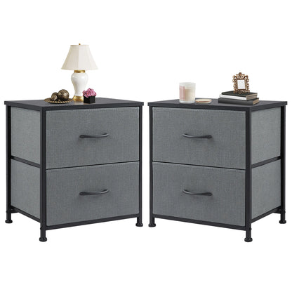 Modern 2-Drawer Nightstand with Fabric Storage Drawers – Bedroom Side Table