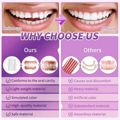 Comfort Silicone Dentures Set - Natural Fit Instant Smile Cosmetic Teeth