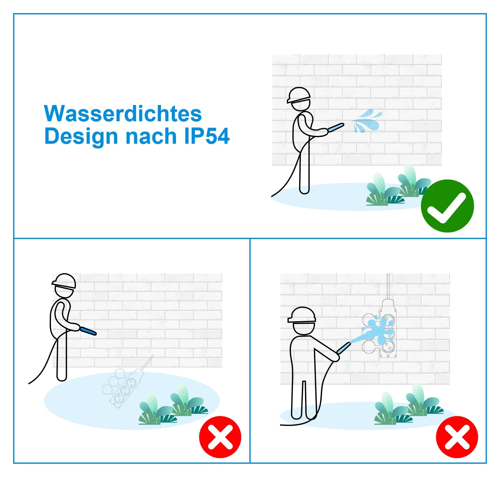 IP54 Waterproof German Standard Outdoor Power Socket - 16A 3500W Extension - 6