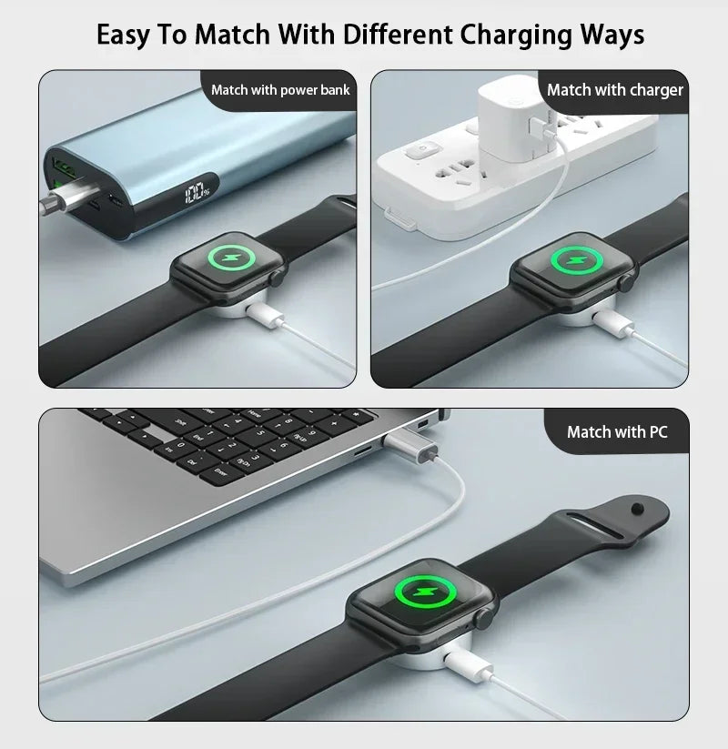 Portable Magnetic Wireless Charger for Apple Watch Series 1-10 & Ultra - 14