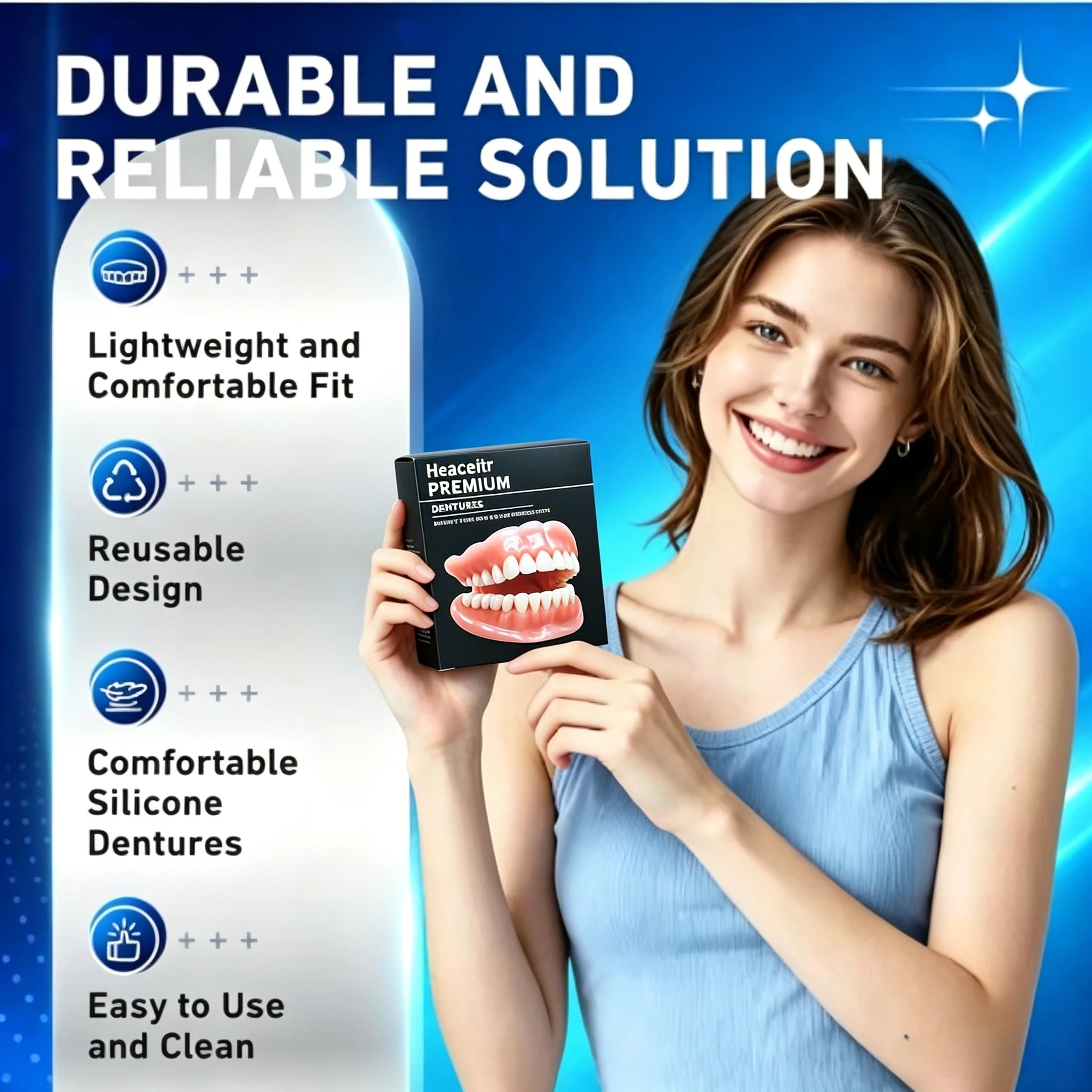 Custom Fit Cosmetic Dentures - Comfortable Silicone Smile Veneers - 6