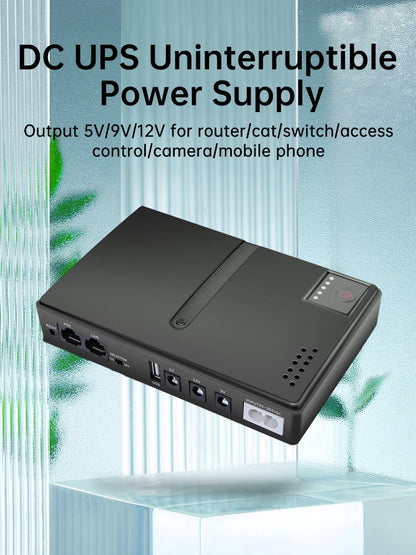 Mini DC UPS Battery Backup for Routers, Modems & Cameras 5V/9V/12V