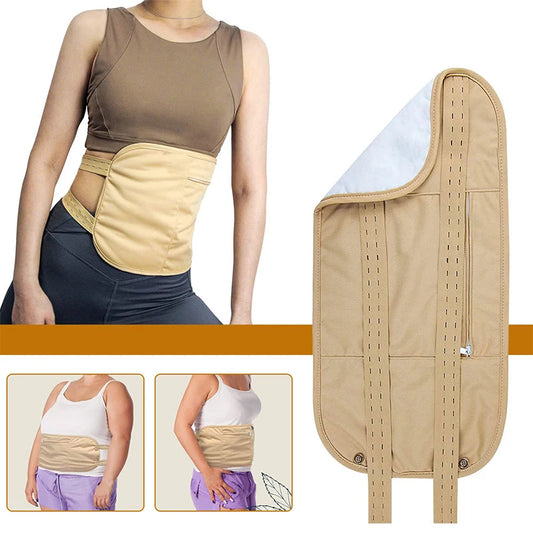 Reusable Castor Oil Pack Wrap - Adjustable Compression Waist Support Band