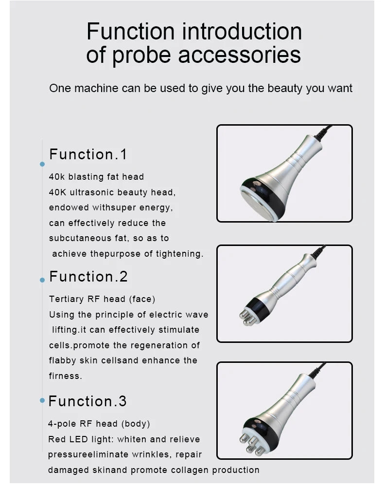40K Ultrasonic Cavitation RF Body Shaping & Facial Skin Tightening Slimming Machine