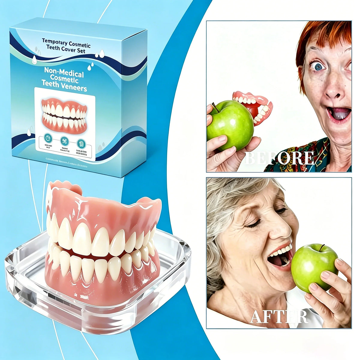 Adjustable Cosmetic Teeth Veneers - Natural Look Temporary Smile Solution