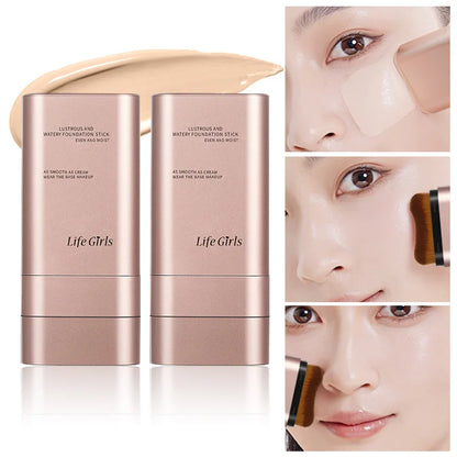 Double-Ended Hydrating Foundation Stick with Built-in Brush - Long-Lasting