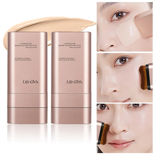 Double-Ended Hydrating Foundation Stick with Built-in Brush - Long-Lasting