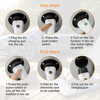 Type 2 V2L Electric Car Discharger - 3.5kW Portable Power Station Adapter