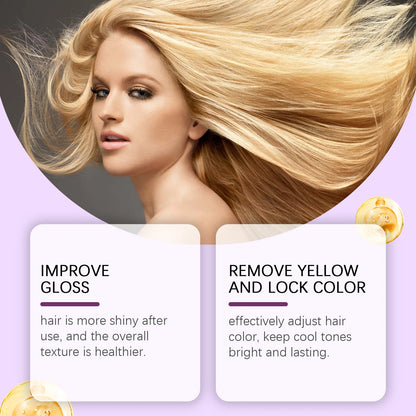 Purple Toning Hair Mask & Shampoo Set for Blonde Hair Repair & Color Protection