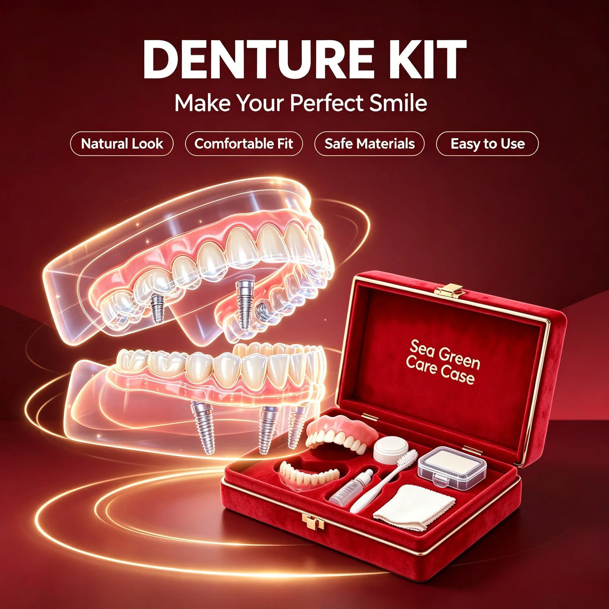Premium Silicone Denture Set for Comfortable Aesthetic Smile Replacement