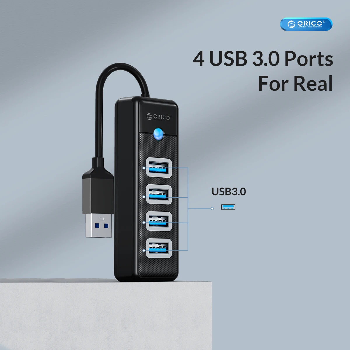 4-Port USB 3.0 Hub High-Speed Data Splitter for PC Laptop Desktop - 3