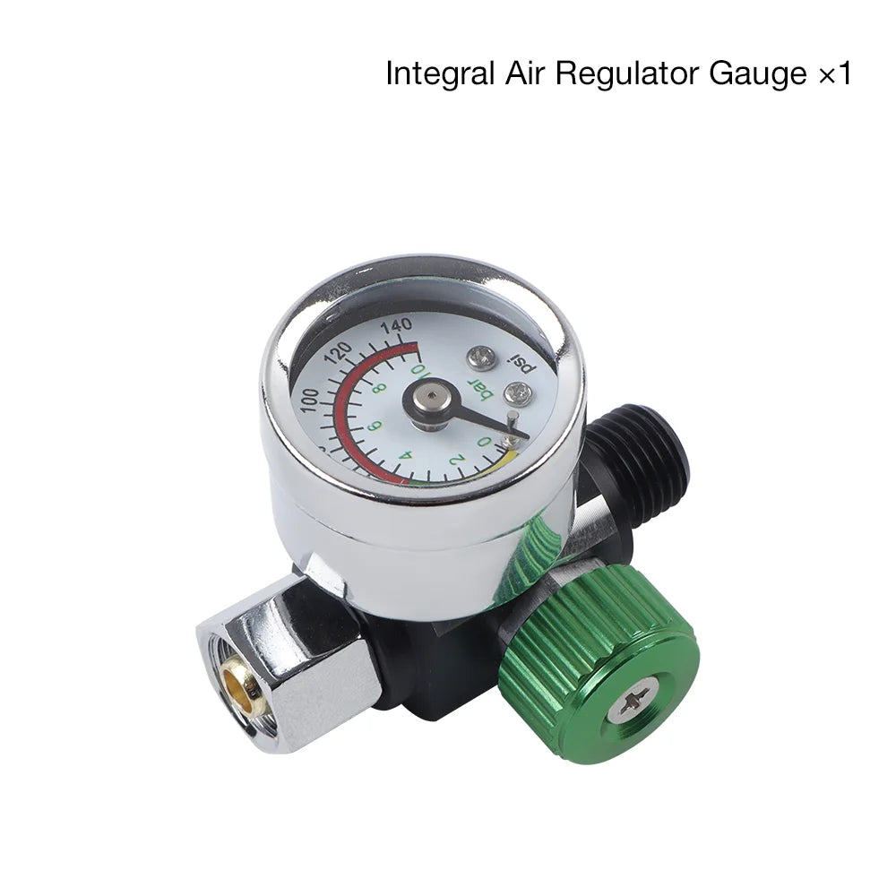 G1/4 Thread Paint Spray Gun Air Pressure Regulator Valve with 140 PSI Gauge - 10
