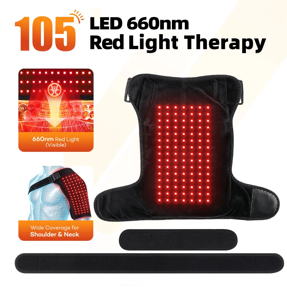 Electric Heated Shoulder Brace with Red Light Therapy for Pain Relief - 2