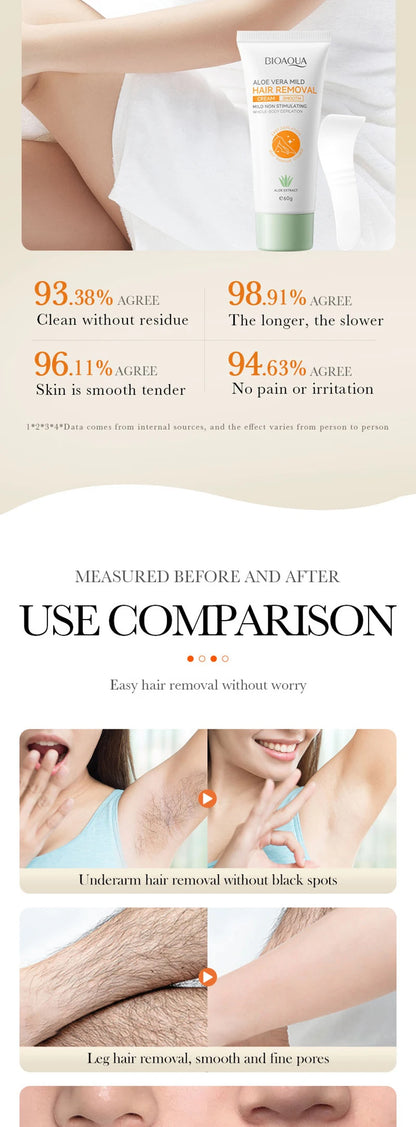 Painless Aloe Vera Hair Removal Cream for Smooth Skin