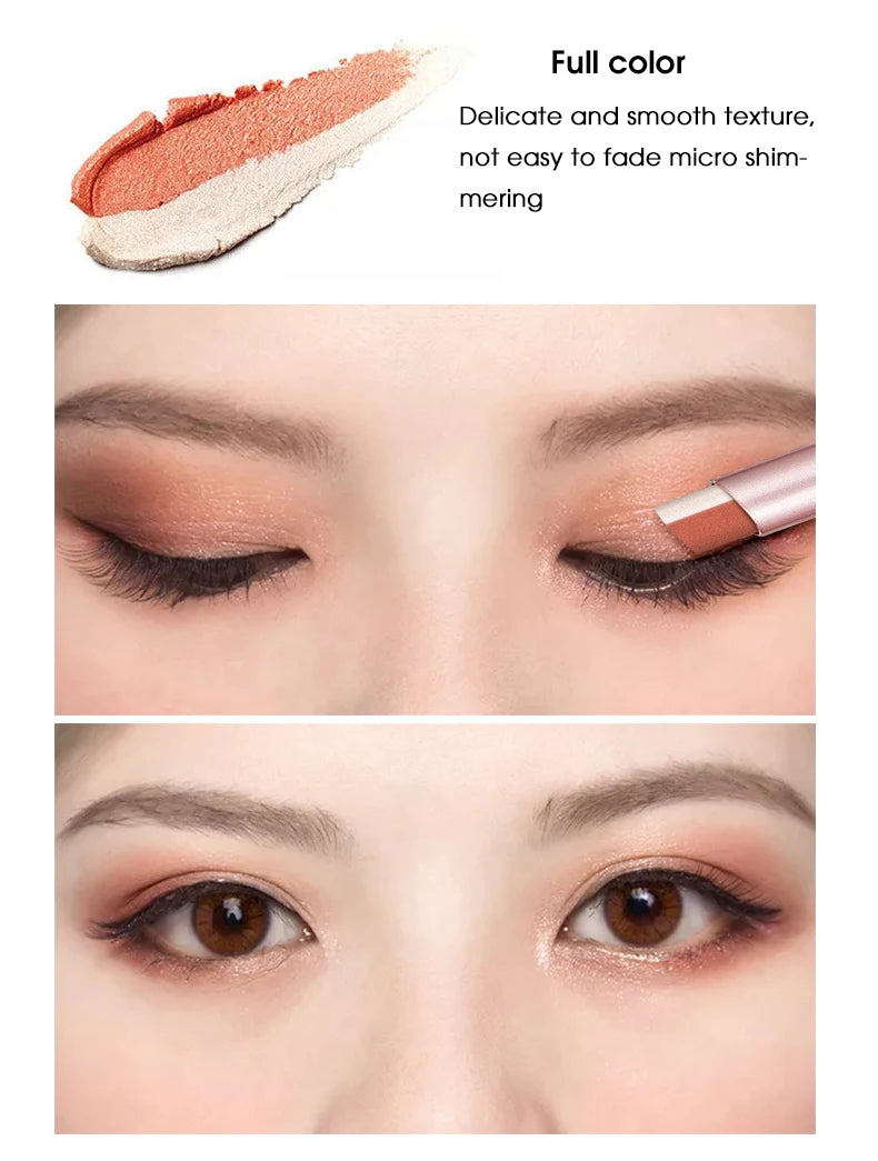 Gradient Two-Tone Eyeshadow Stick - Waterproof Shimmer Eye Makeup
