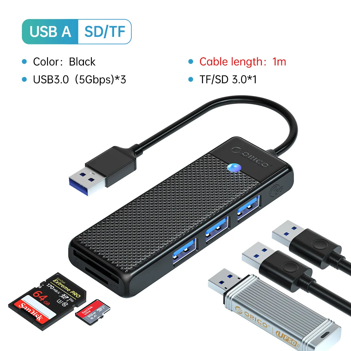 4-in-1 USB-C Hub Adapter with 100W PD Charging & 5Gbps Data Transfer