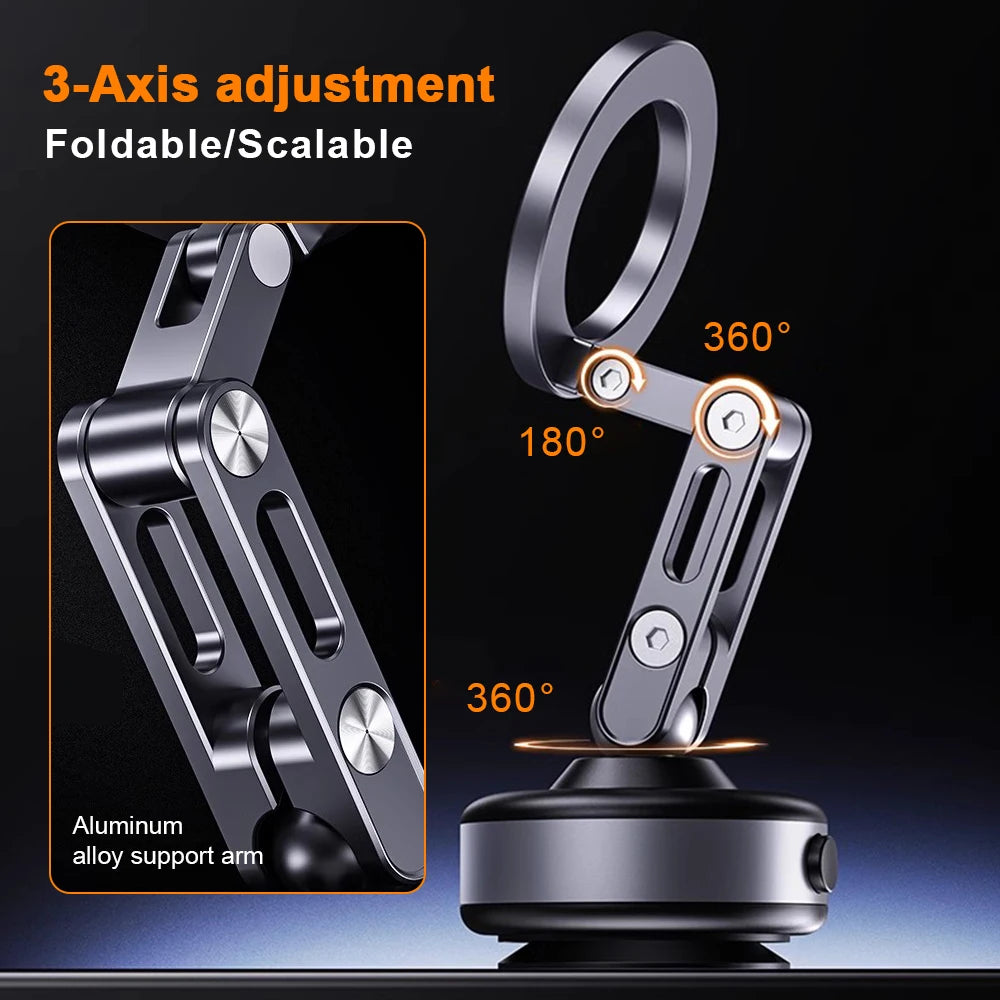 Foldable Magnetic Car Phone Holder with Electric Vacuum Suction Mount