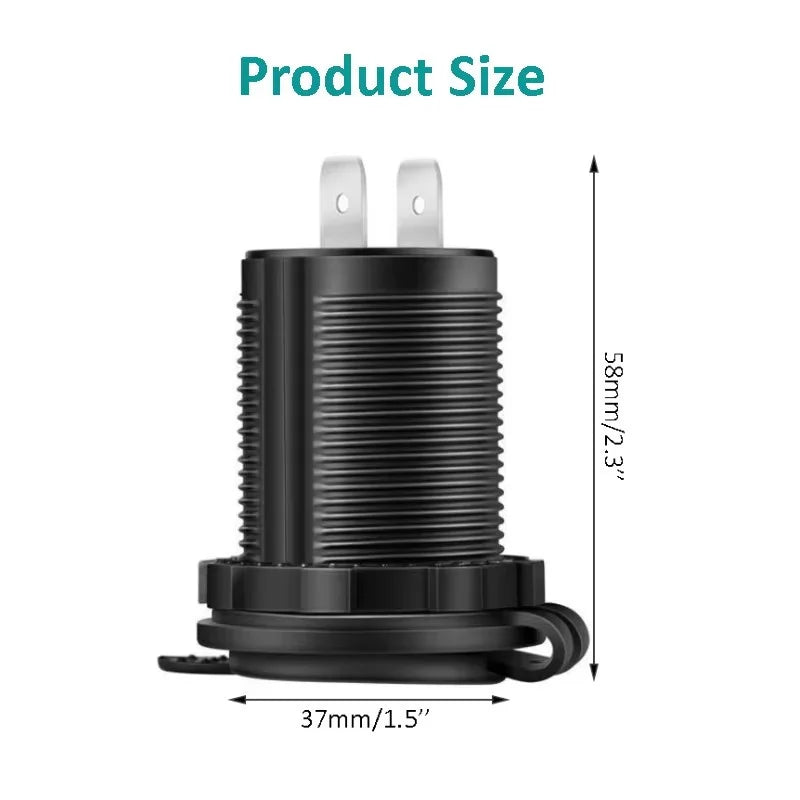 12V Waterproof Car Cigarette Lighter Socket Power Outlet for Vehicles