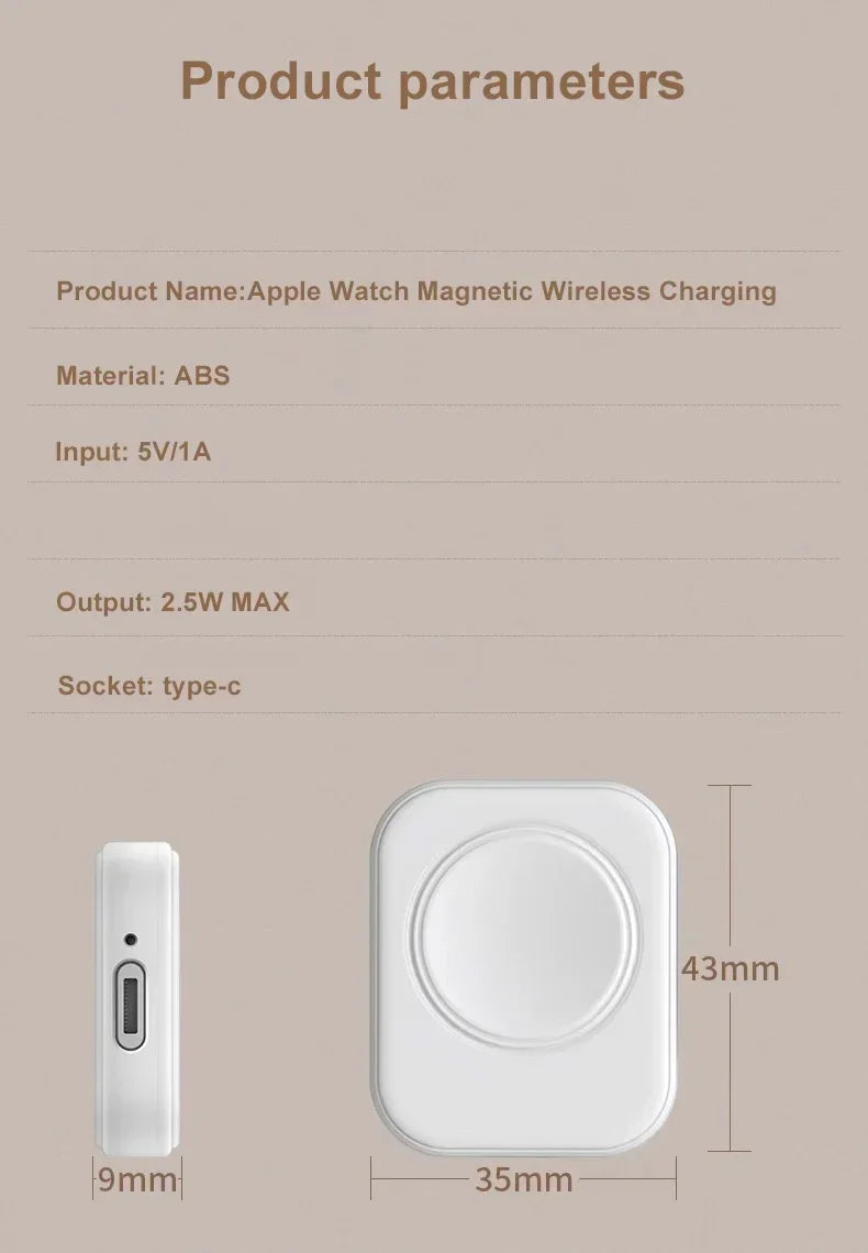 Portable Magnetic Wireless Fast Charger for All Apple Watch Series - 14