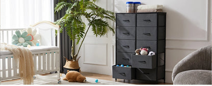 10-Drawer Fabric Dresser Organizer with Sturdy Steel Frame Storage Unit