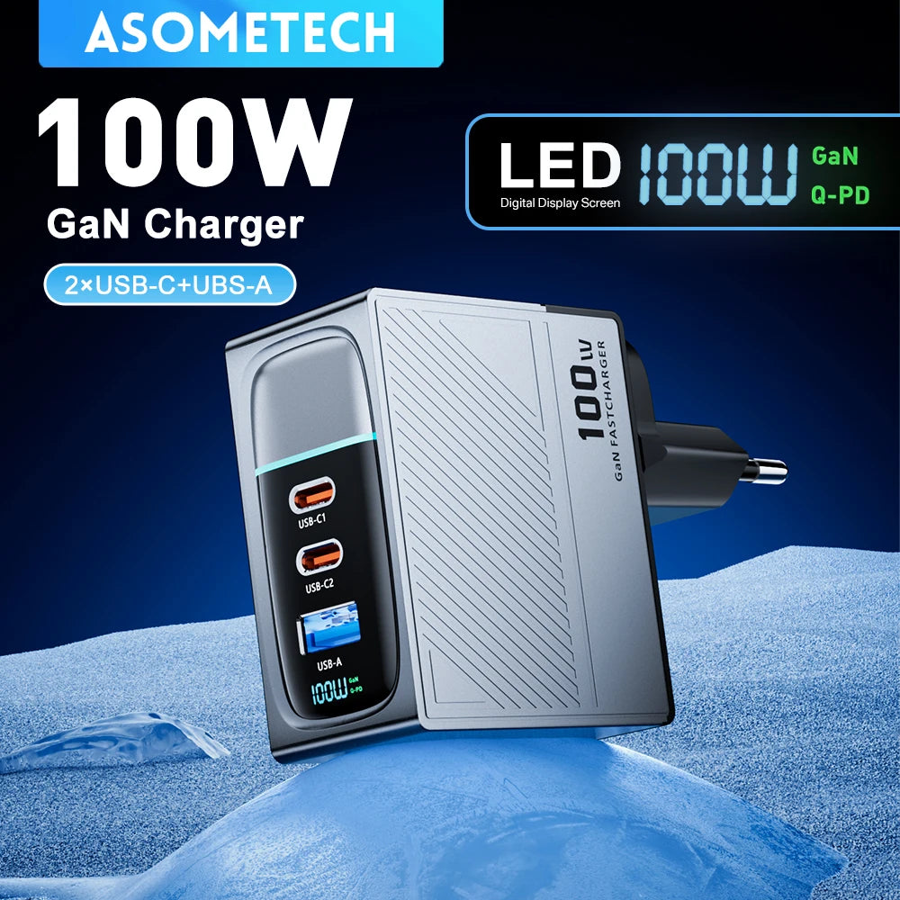 100W GaN USB-C Fast Charger - Multi-Port PD Quick Charging Adapter