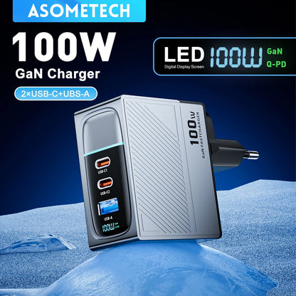 100W GaN USB-C Fast Charger - Multi-Port PD Quick Charging Adapter