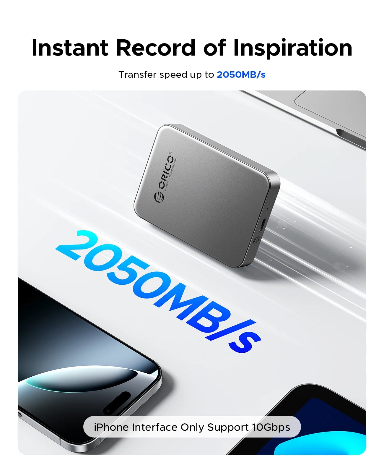 Magnetic External SSD for iPhone 16/15 Pro, 2000MB/s Portable Storage