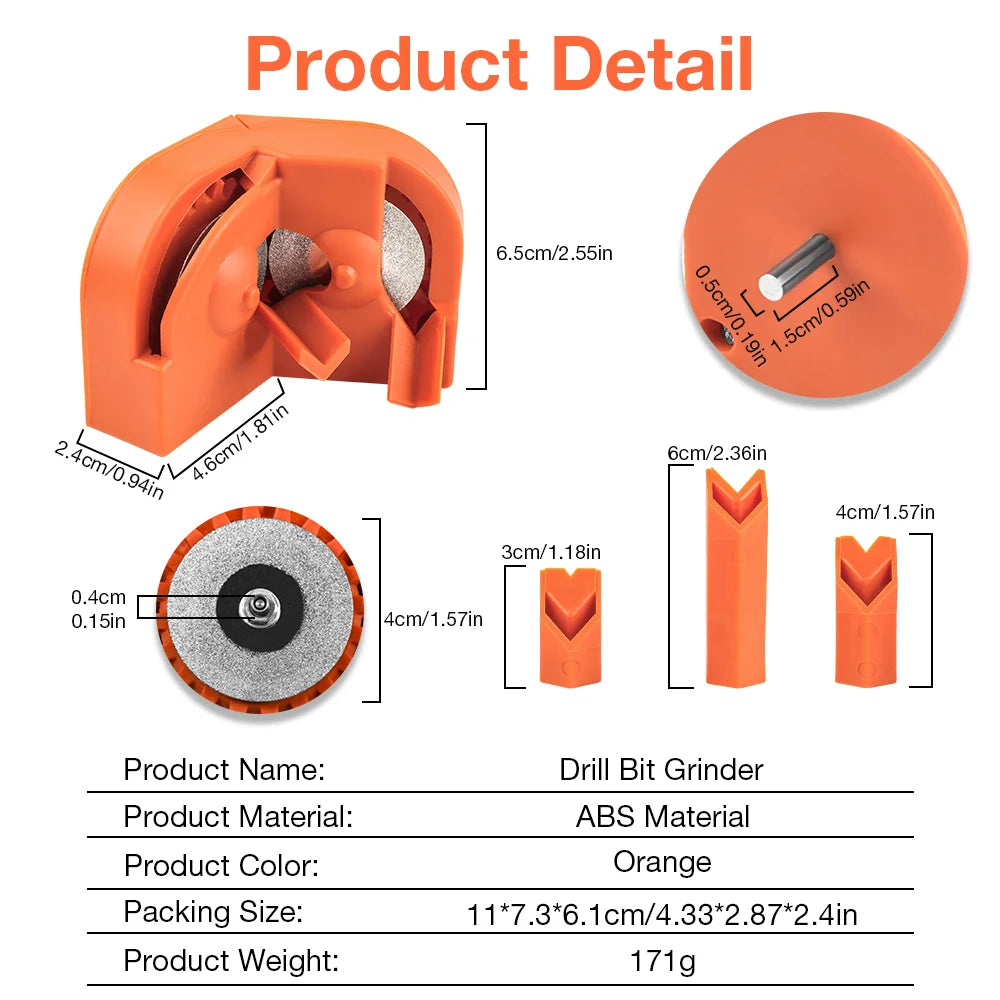 Twist Drill Bit Sharpener Tool for 2-16mm Bits - Portable Grinder Powered by Electric Drill