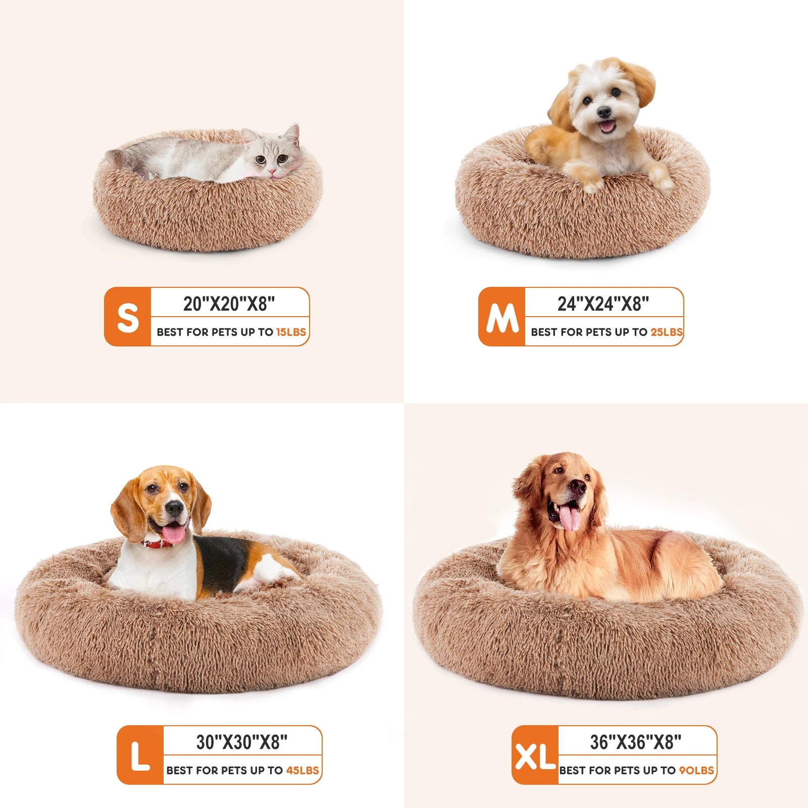 Calming Plush Dog Bed - Ultra-Soft Anti-Slip Washable Pet Bed for Dogs - 3