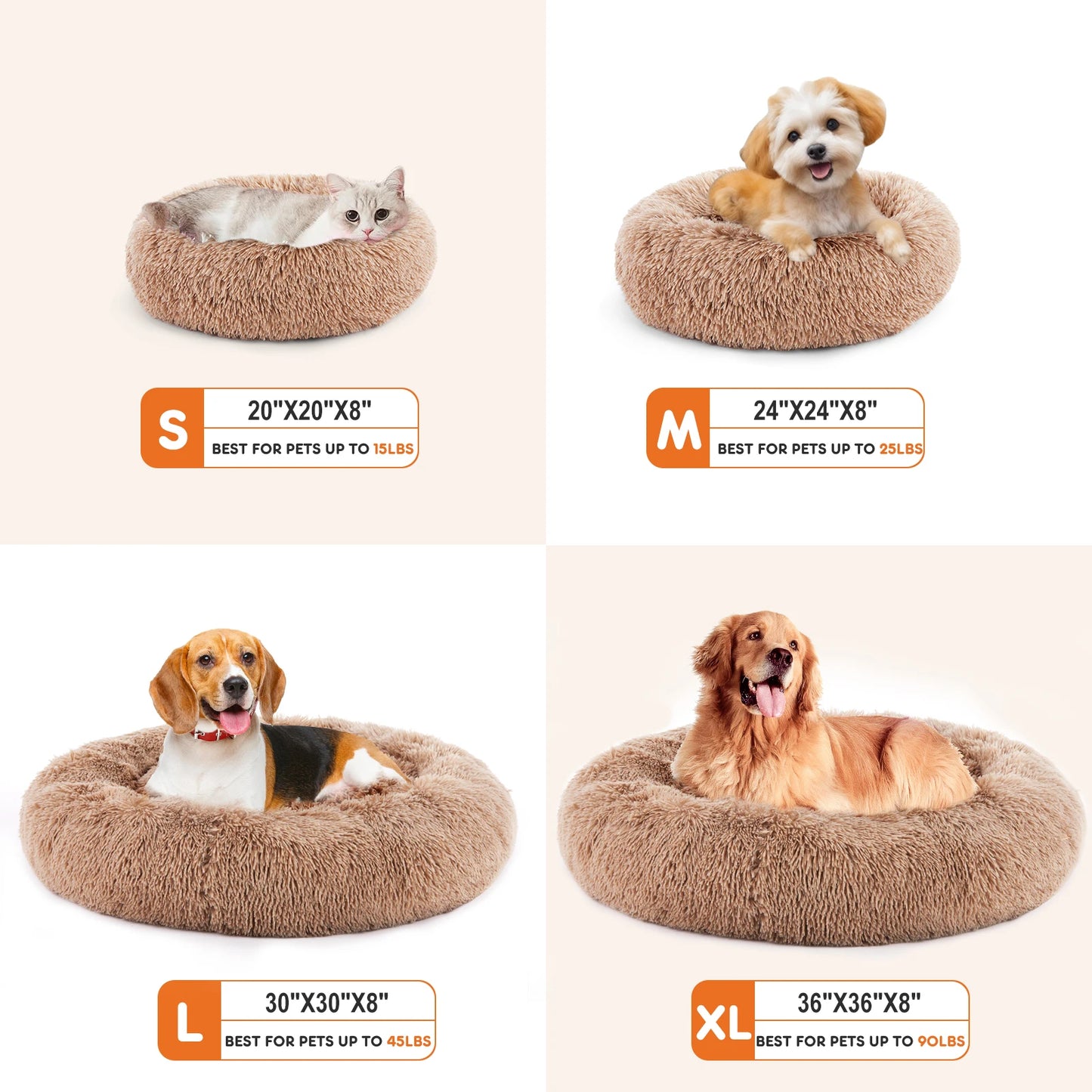 Calming Plush Dog Bed - Ultra-Soft Anti-Slip Washable Pet Bed for Dogs