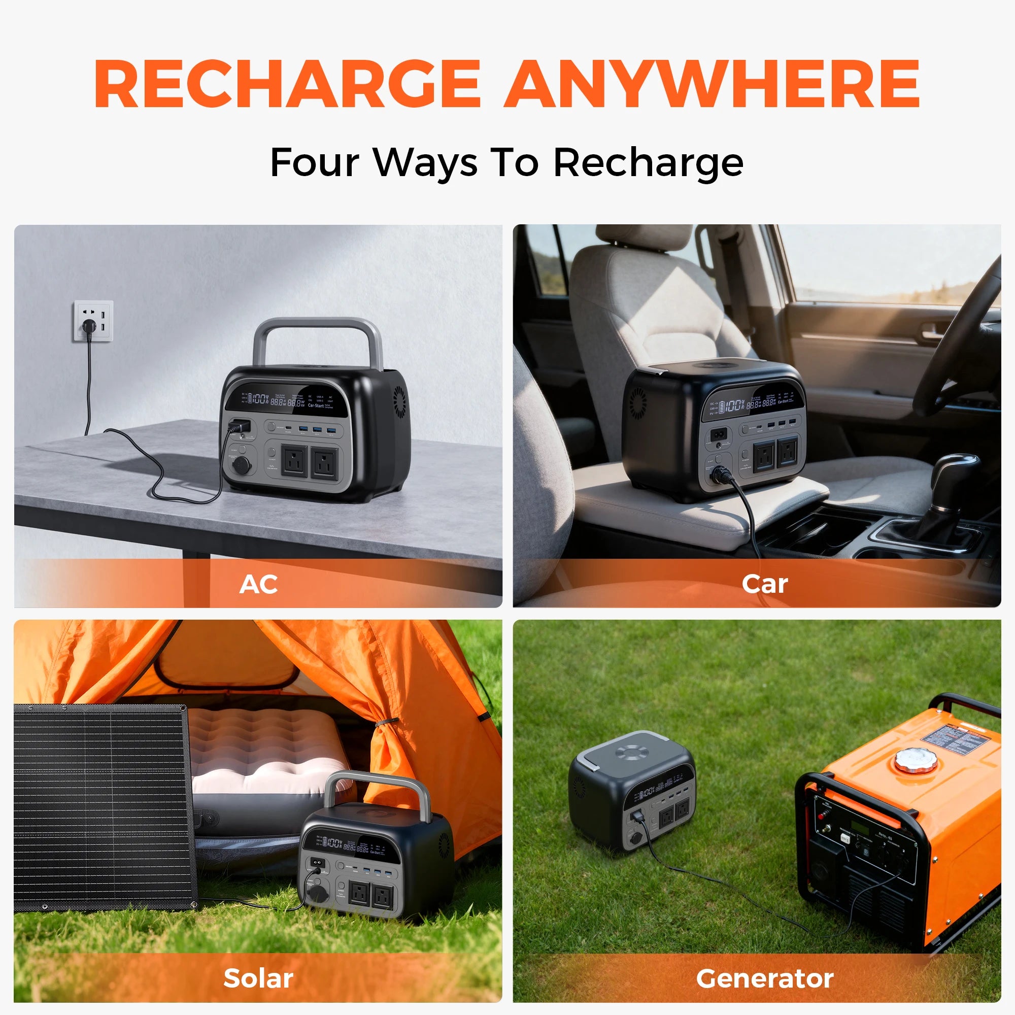 500W Portable Power Station 346Wh LiFePO4 Battery Solar Generator - 5