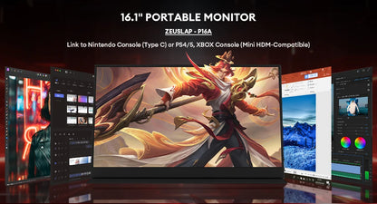 16.1" 144Hz Portable Gaming Monitor - 100% sRGB FHD Ultrathin IPS Display