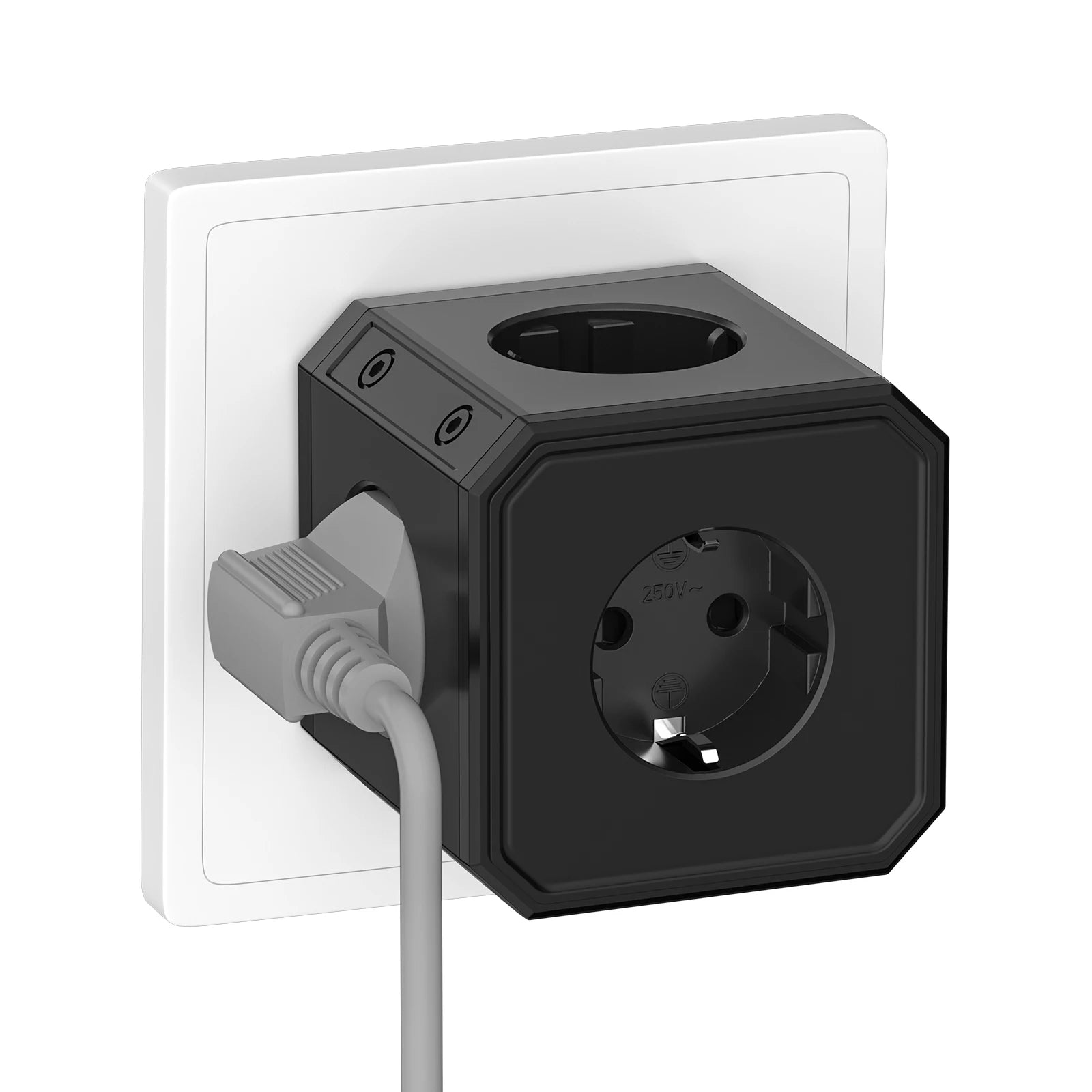 5-Way EU Socket Cube Adapter - 4000W Wall Outlet Extender with Surge Protection - 7