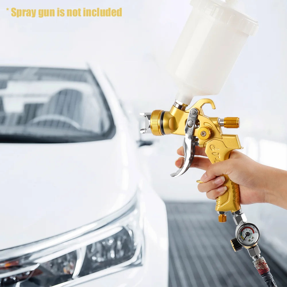 G1/4 Spray Gun Air Pressure Regulator with Gauge - Adjustable 140 PSI Valve - 2