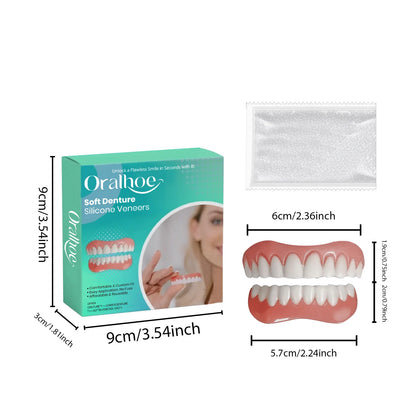 Silicone Temporary Dentures - Comfortable Snap-On Smile & Teeth Repair Kit