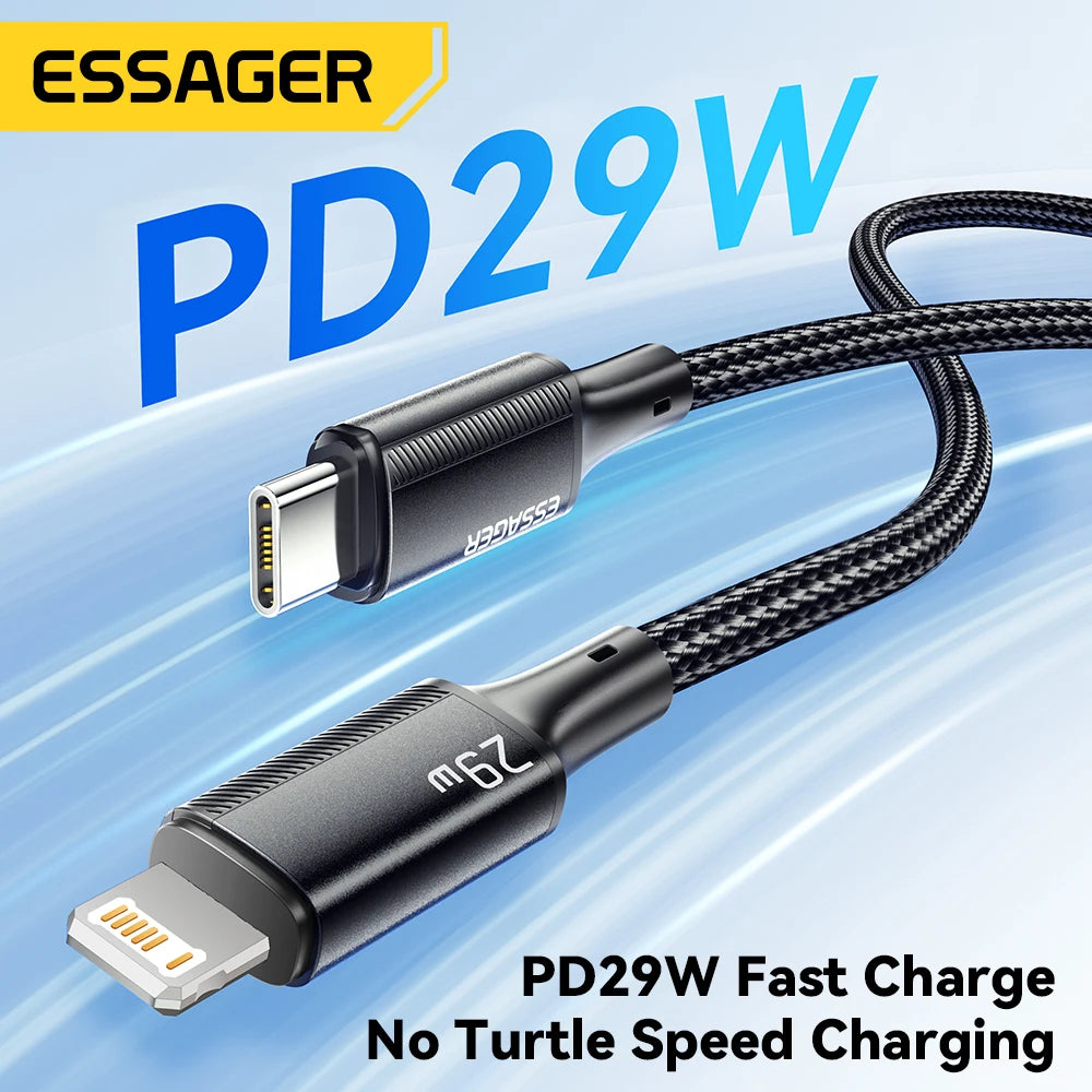 29W PD Fast Charging USB-C to Lightning Cable for iPhone & iPad