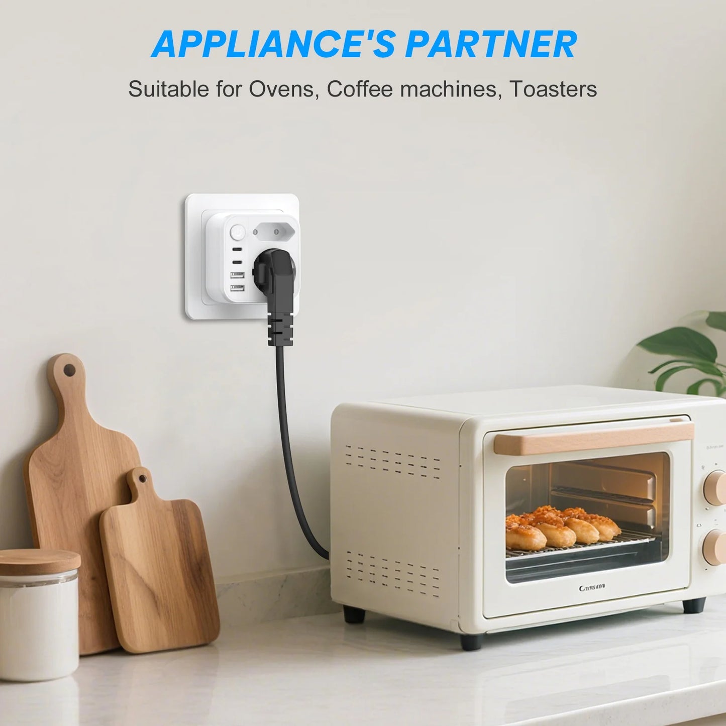 6-in-1 European Travel Power Adapter with 17W Fast USB-C & USB-A Charging