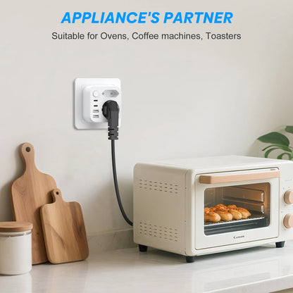 6-in-1 European Travel Power Adapter with 17W Fast USB-C & USB-A Charging