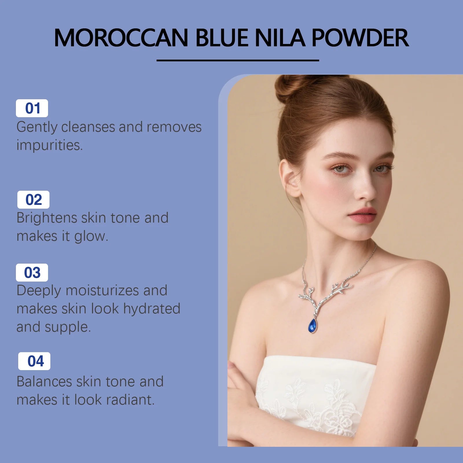 Moroccan Blue Nila Powder Face Mask – Brightening, Exfoliating & Deep Cleansing - 10