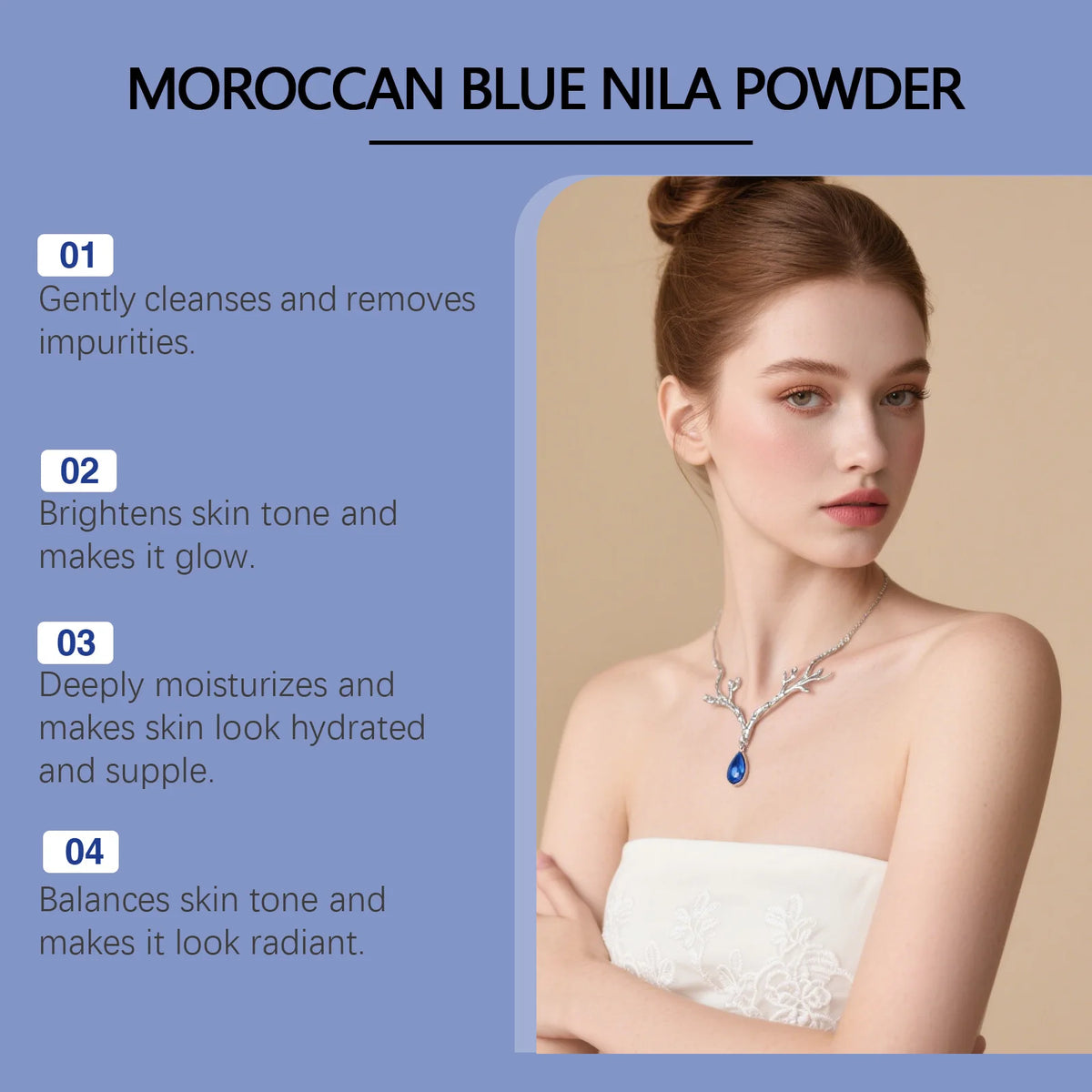 Moroccan Blue Nila Powder Face Mask – Brightening, Exfoliating & Deep Cleansing