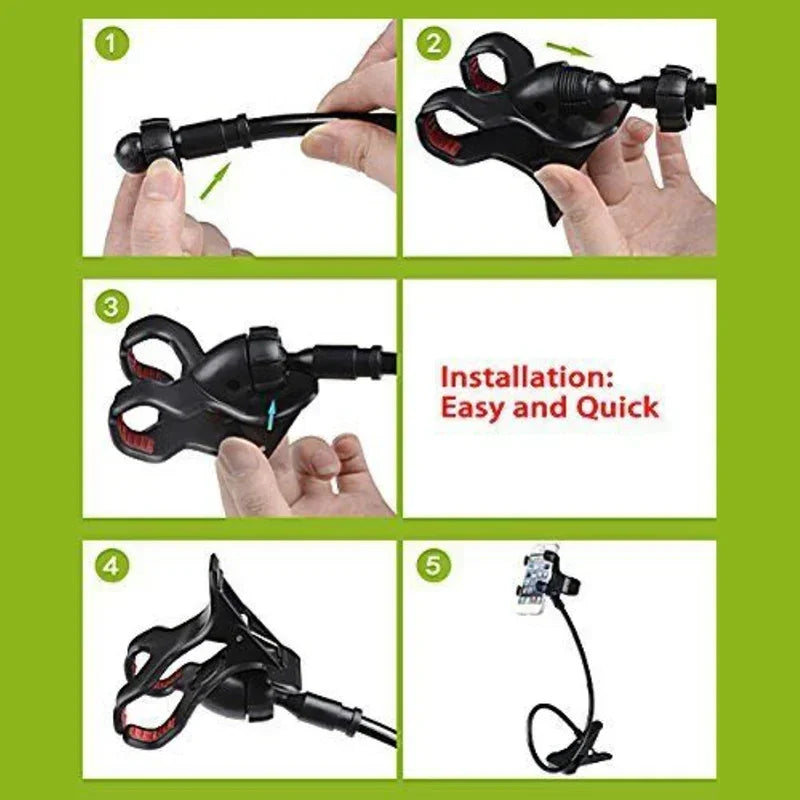 Flexible Gooseneck Phone Holder - Hands-Free Bed & Desk Mount Stand - 5