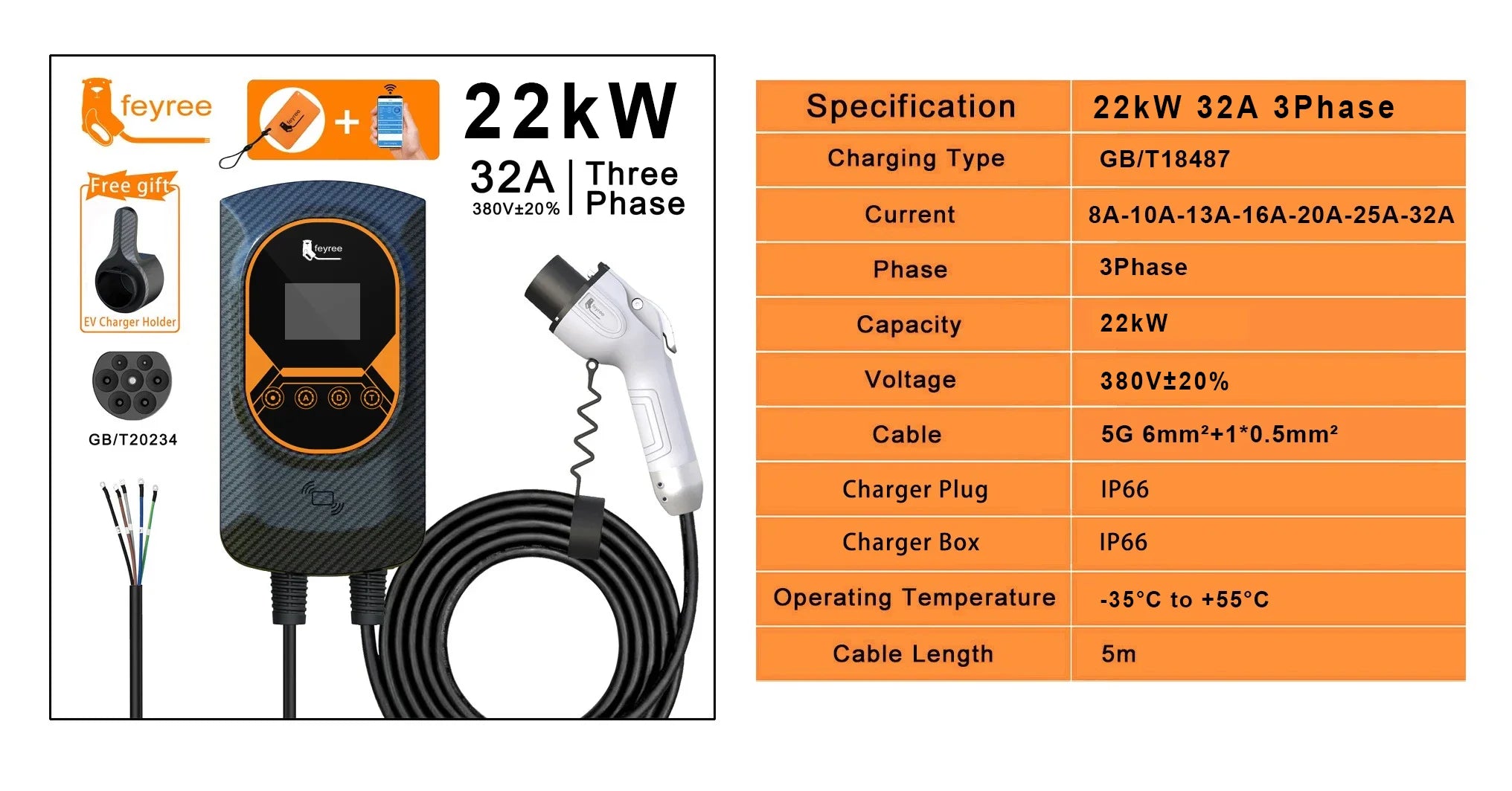 Smart EV Wallbox Charger - WiFi APP Control GB/T Electric Vehicle Charging Station - 7