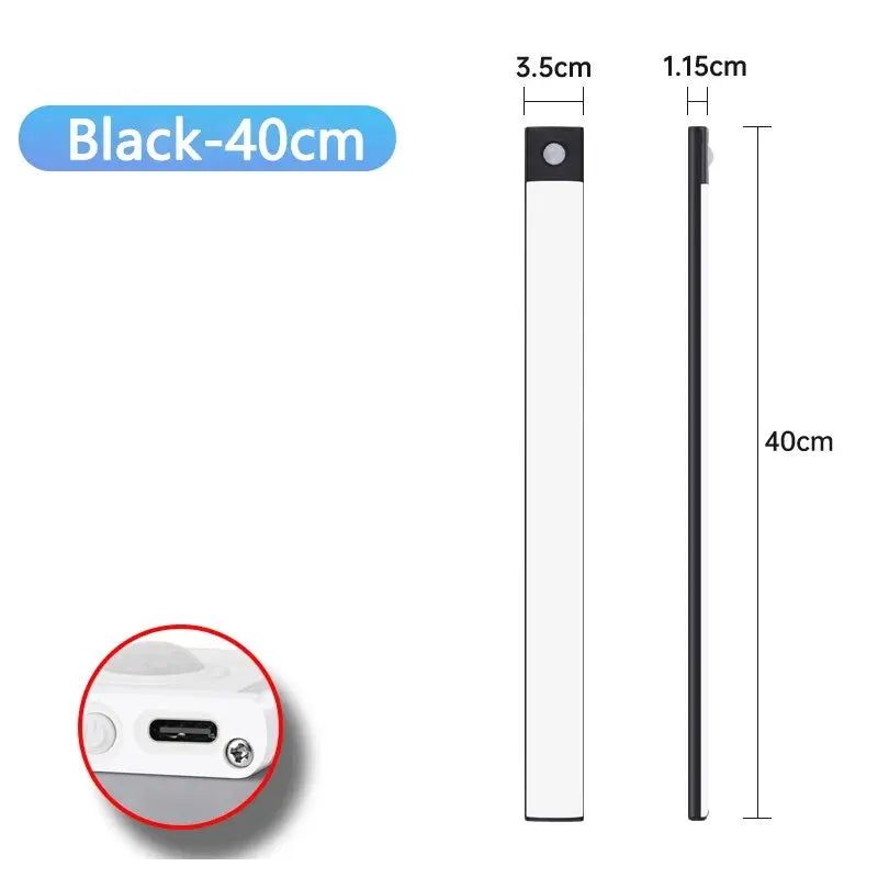 Ultra-Thin Magnetic LED Cabinet Light - USB Rechargeable Motion Sensor Under Counter Lamp - 26