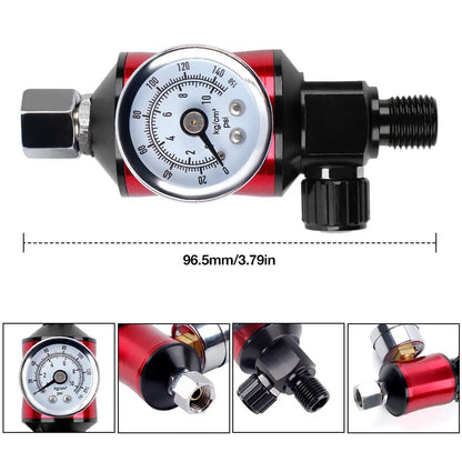Spray Gun Air Pressure Regulator & Oil-Water Separator Filter Gauge - 150 PSI