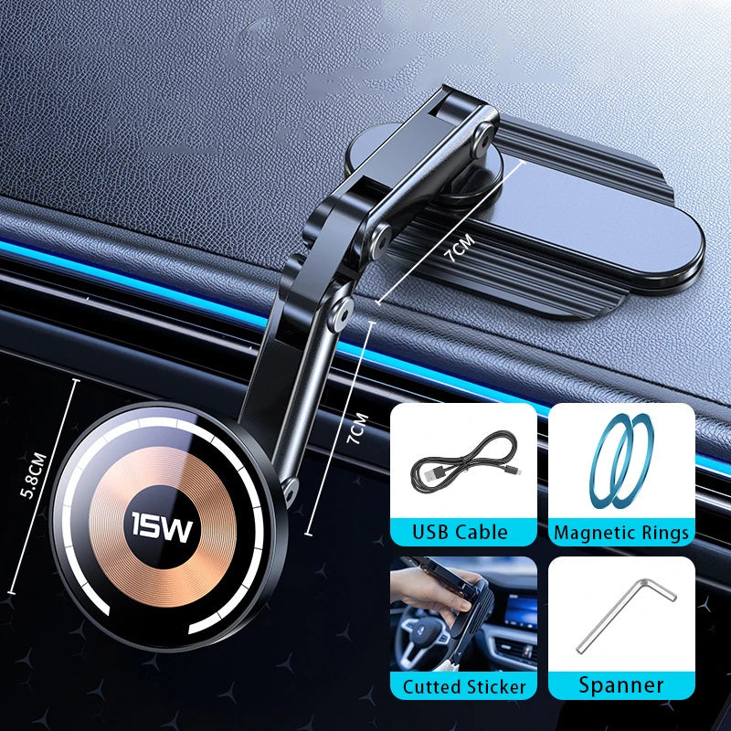 15W Magnetic Car Wireless Charger Mount for iPhone 15 14 13 12 Series - 24