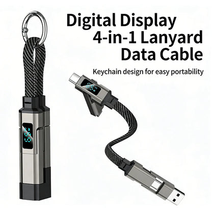 4-in-1 Fast Charging Keychain Cable with LED Power Display